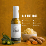 Hook & Arrow Sauerkraut & Mustard Hot Sauce - Low Sugar Mild Spicy Sauce with Brown Mustard, Gluten-Free, Vegan, Paleo (5 fl oz, 30 Servings)