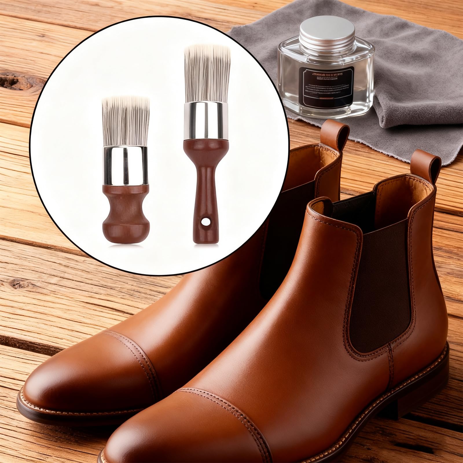 2pcs Salve Brush for Furniture Leather & Wood Care Cleaning Brush, Ergonomic Leather Furniture Cleaning Brush, Wax Brushing Tool with Comfortable