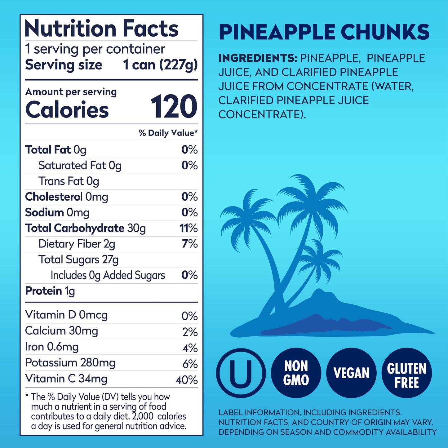 Dole Pineapple Chunks in 100% Pineapple Juice with No Sugar Added - Dole Canned Fruit - 8 oz Cans - 12 Pack