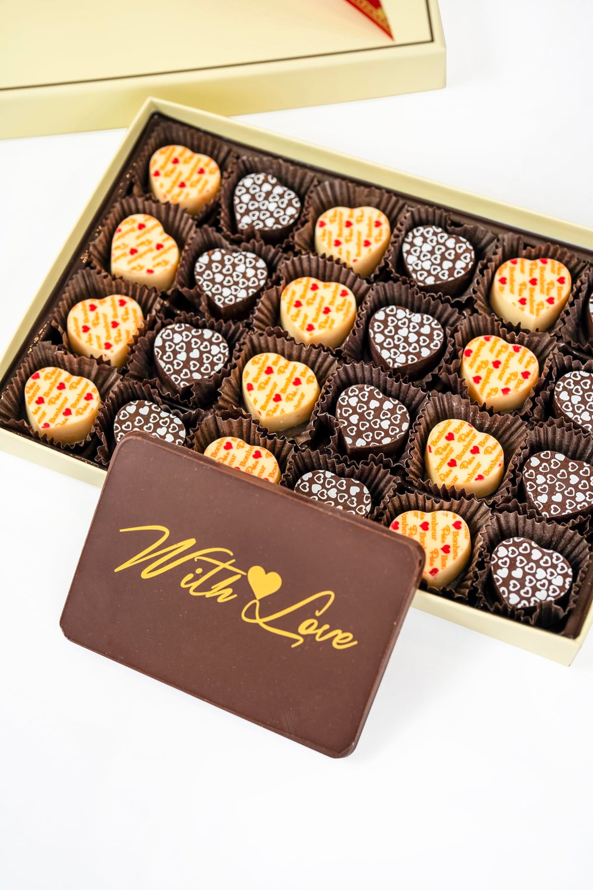 Le Chocolatier Gourmet "With Love" Chocolate Truffle Gift Box for Valentine's Day - (Dairy, Assorted) (24 Piece Box)