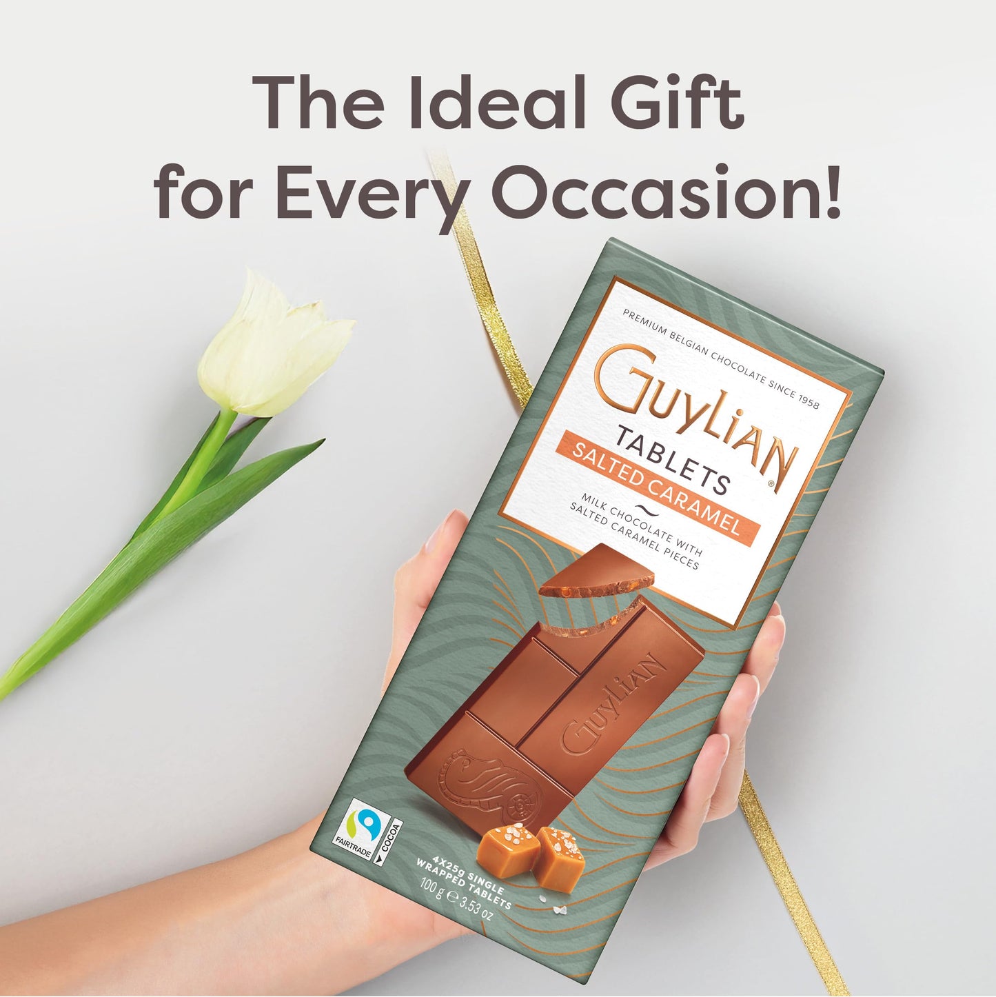 Premium Milk Chocolate Salted Caramel Bar by GuyLian, 3.53oz Belgian Gourmet Chocolate Tablet, Sweet & Savory Treat for Women and Men, (12 bars)