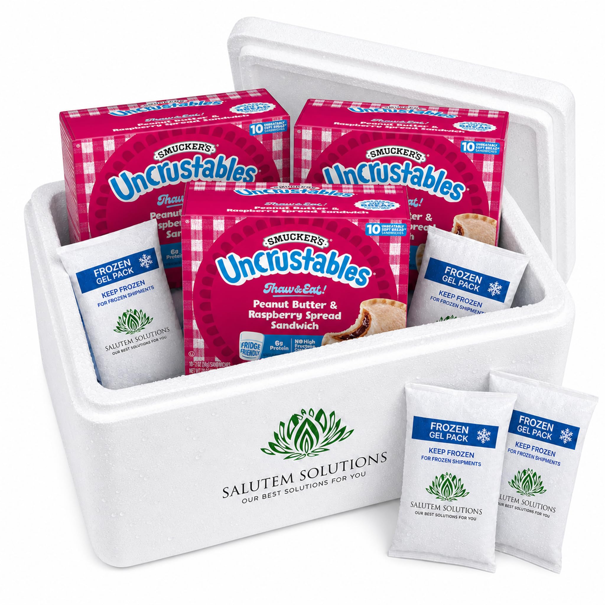 Uncrustables Peanut Butter & Raspberry Spread and Peanut Butter & Mixed Berry Spread Frozen Sandwiches, 2 oz Each, 24 Count