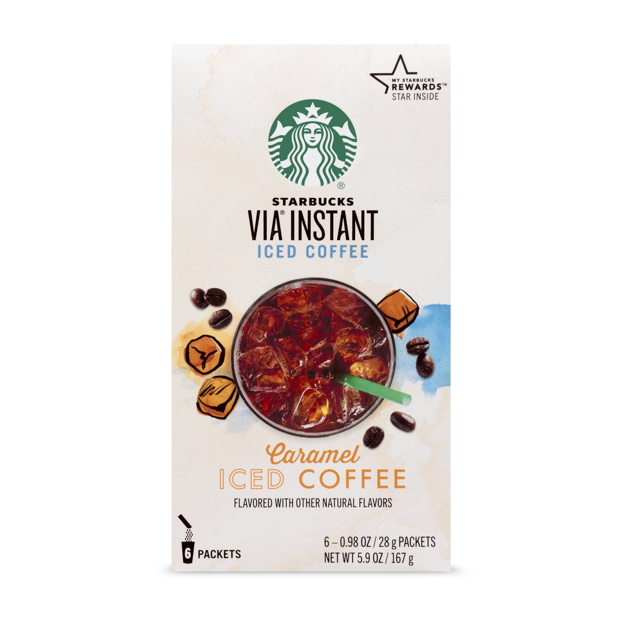Starbucks VIA Instant Coffee Flavored Packets - Caramel Iced - 1 box (6 packets)