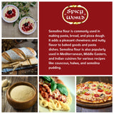 Spicy World Semolina Flour 3 LB (48 Ounce) | USA Grown Semolina for Pizza, for Pasta, and Bread Making | Fine Ground, Bulk Yellow Durum Semola Flour