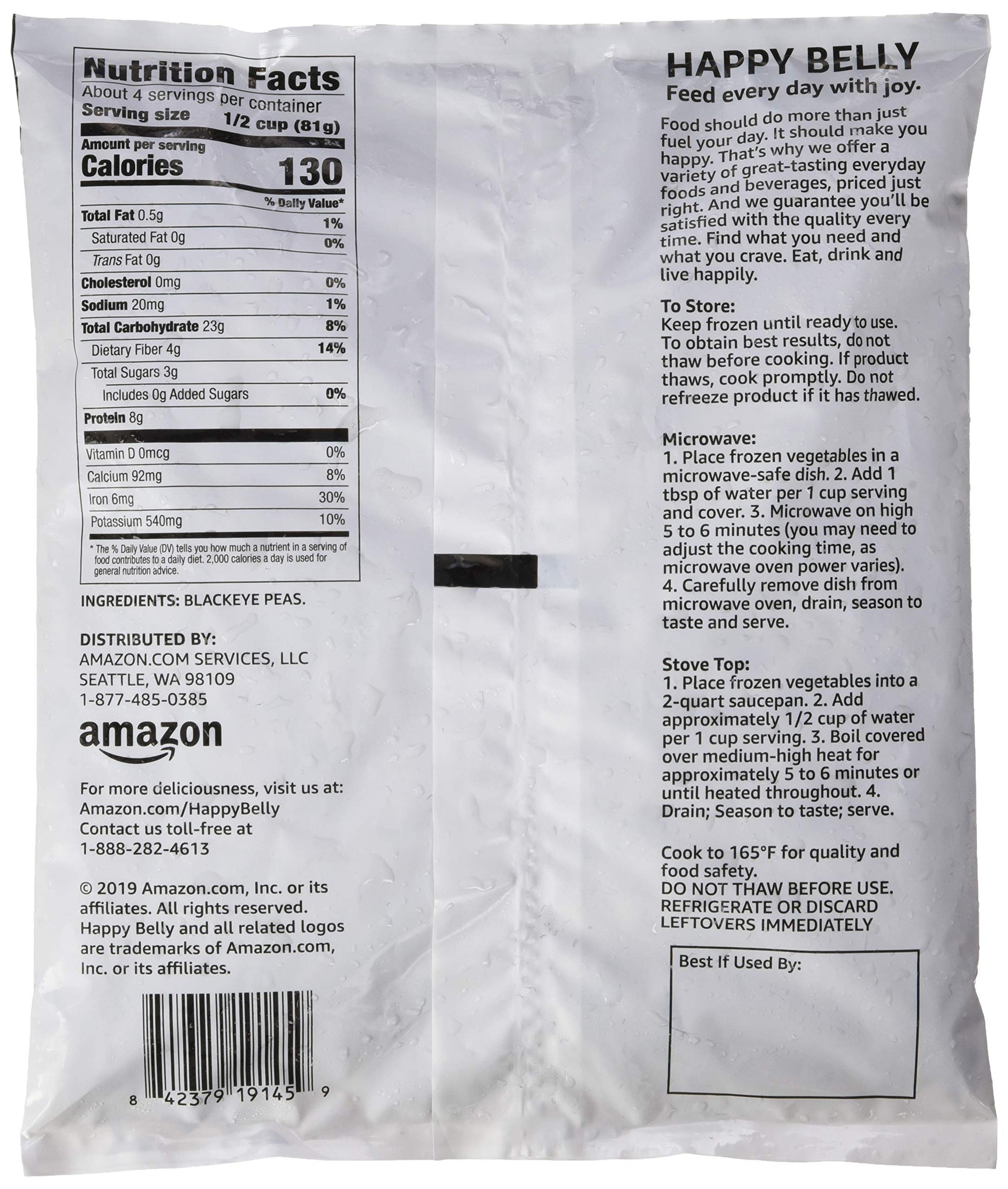 Amazon Brand - Happy Belly Frozen Black Eyed Peas, 12 ounce (Pack of 1)