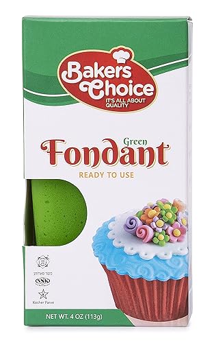 Baker's Choice Green Fondant Icing-4 oz.-Ready to Use Cake Decorating Frosting-Easy To Roll,Moldable,Kosher,Dairy Free,and Nut Free-Green Fondant