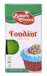 Baker's Choice Green Fondant Icing-4 oz.-Ready to Use Cake Decorating Frosting-Easy To Roll,Moldable,Kosher,Dairy Free,and Nut Free-Green Fondant