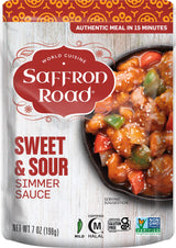 Saffron Road Sweet and Sour Simmer Sauce | Globally Inspired Simmer Sauce | Gluten-free, Vegan, Non-GMO, and Certified Halal and Kosher | 7.0oz Pouch
