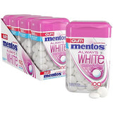 Mentos Always White Bubble Fresh Sugar Free Gum with Xylitol Sweetener, 100 Count Bottle, 4 Bottles