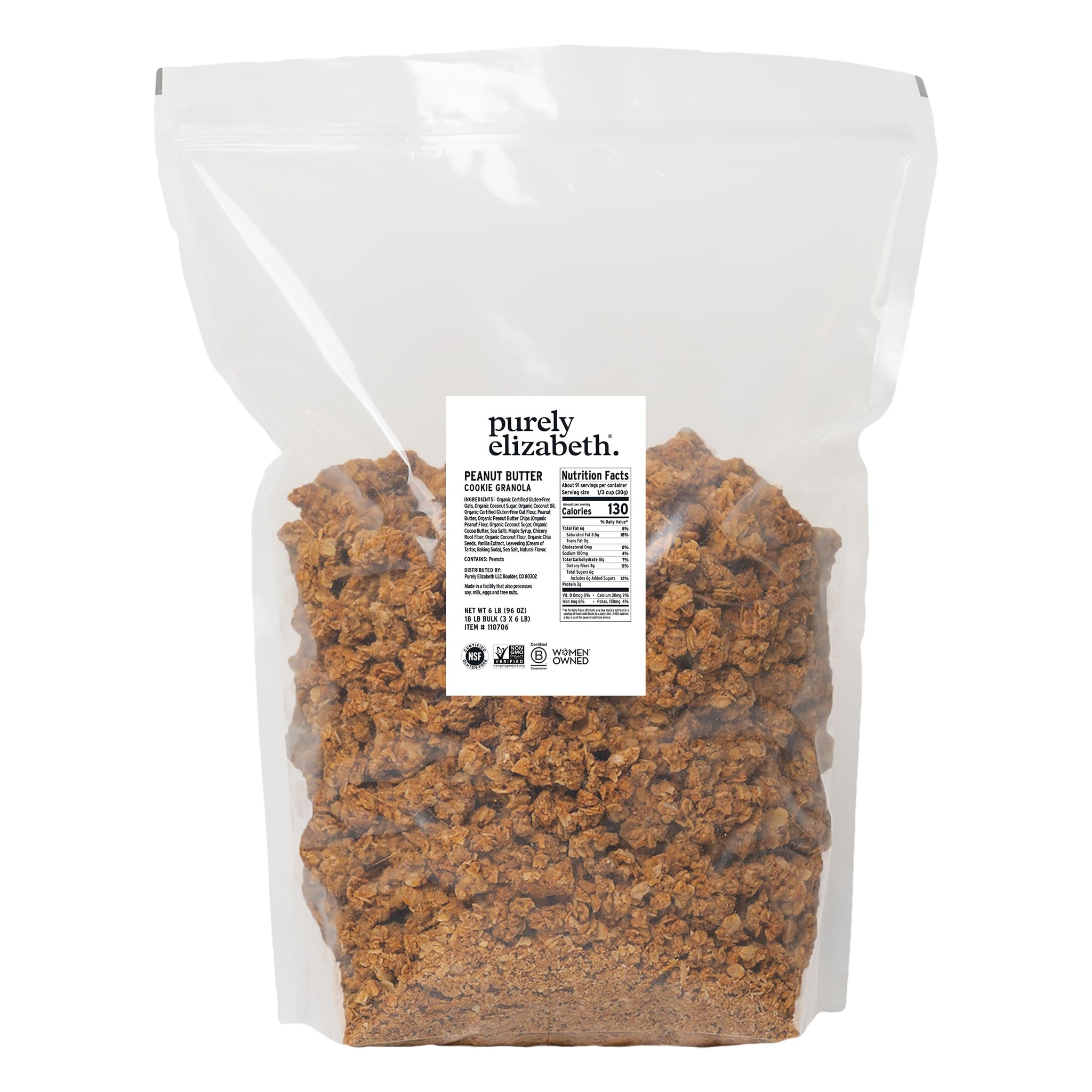 Purely Elizabeth, Cookie Granola, Peanut Butter, 6lb Bag