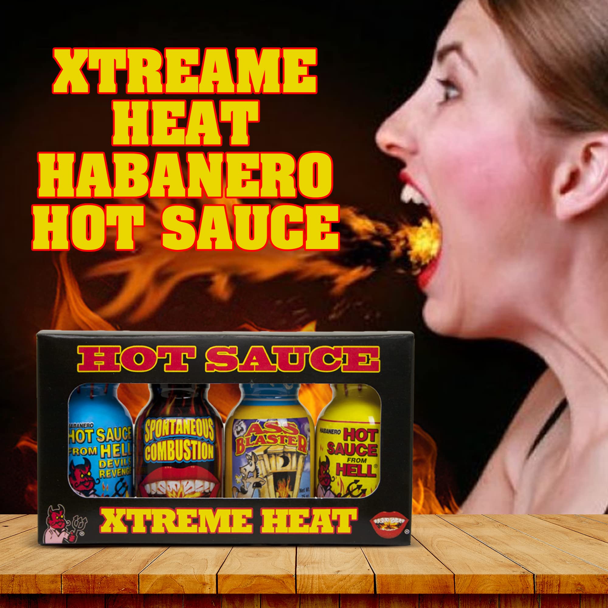 Xtreme Heat Hot Sauce Bottles Gourmet Gift Set Travel Size - 4 Pack - Perfect Gourmet Christmas Gifts for the Hot Sauce Fan