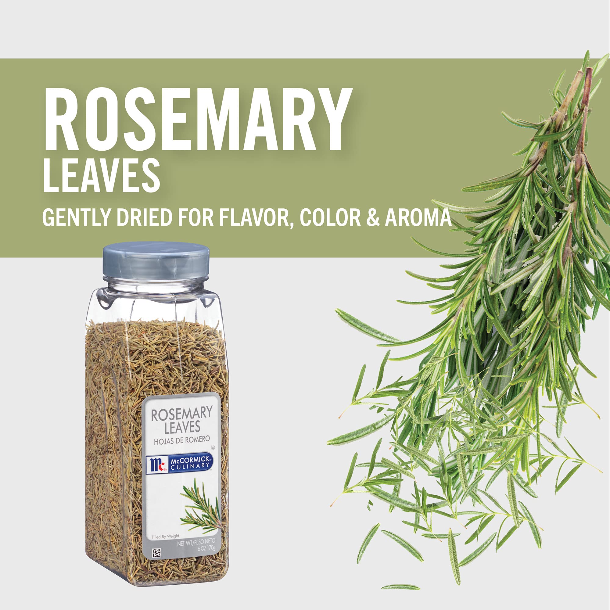 McCormick Culinary Dried Rosemary Leaves, 6 oz - One 6 Ounce Container of Dried Rosemary Herbs Perfect for Seasoning and Spices Blends for Grilling