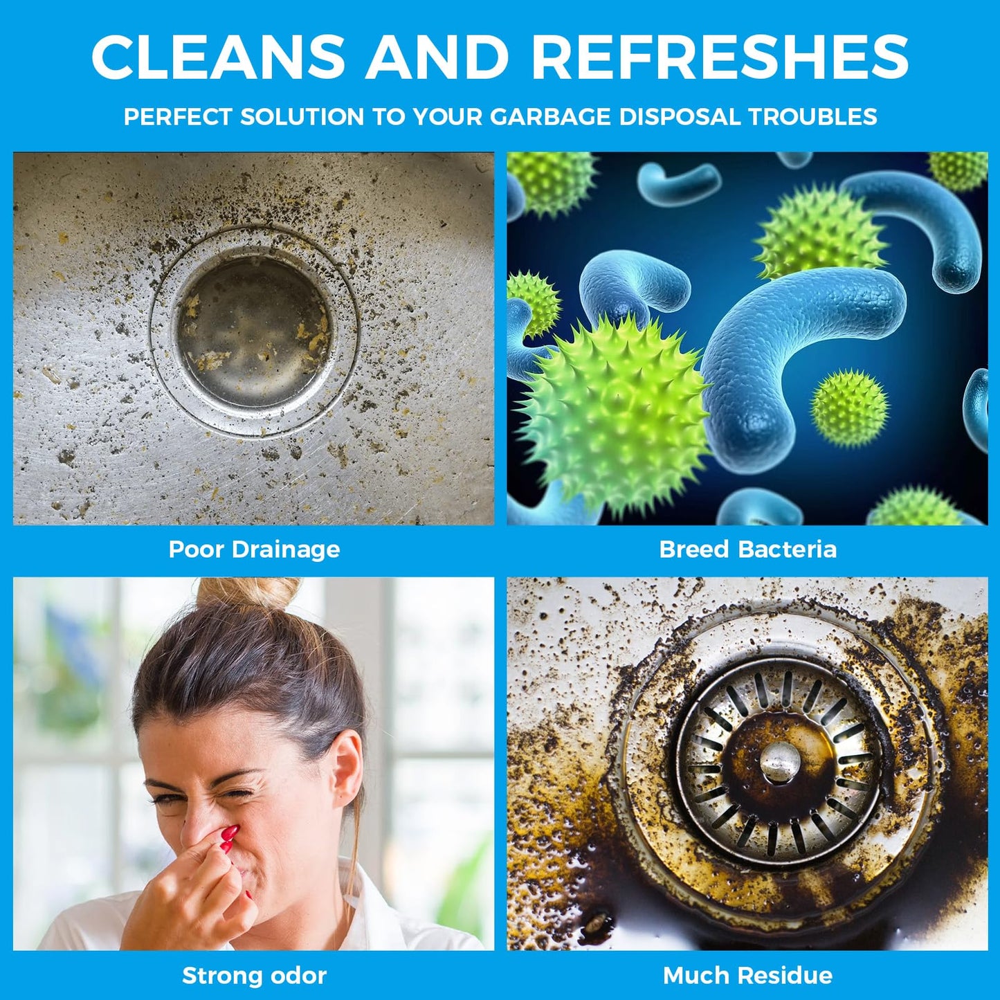24 Pieces Garbage Disposal Cleaner Tablets, Citrus Scent Deep Cleaning Tablets, Ideal for Kitchen Sinks, Drains and Waste Disposal Units, Dissolve