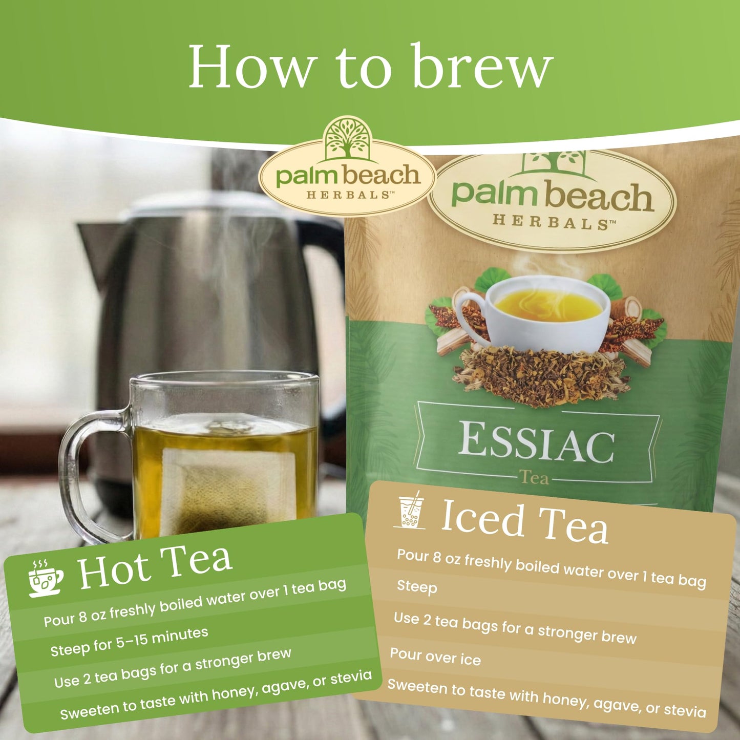 Palm Beach Medicinal Herbs Essiac Tea - Genuine Essiac Herbal Blend for Immune, Detox and Wellness Support - Caffeine Free - Sugar Free - 30 Tea Bags