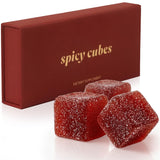 Spicy Cubes Hot Peach Gummies - Sweet & Spicy Chili Sugar Coating - Maca Root & Muira Puama for Energy, Mood & Vitality - Fun Treat for Couples