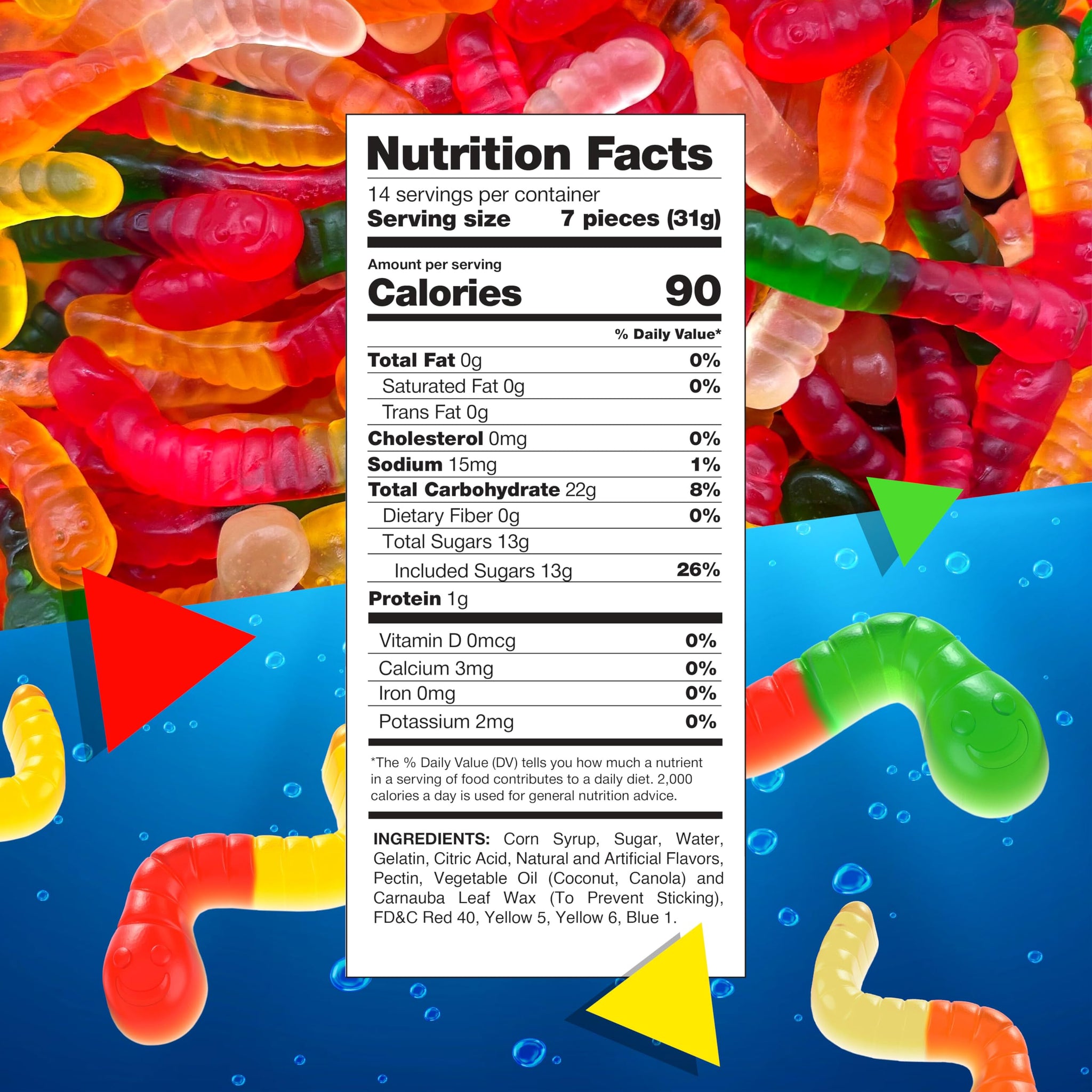 Mini Gummy Worms Candy, Chewy Fruity Treat (1 Pound Bag)