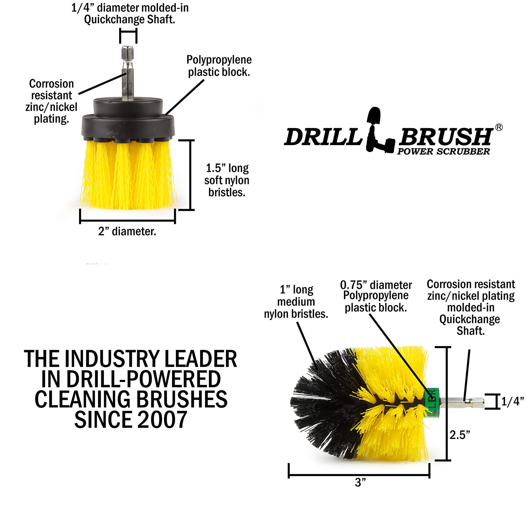 Scrub Brushes for Cleaning - Bathroom Cleaning Brush - Grout and Tile Cleaning Brush - Bathtub Cleaning Brush - Shower Drill Cleaning Brush - Tile