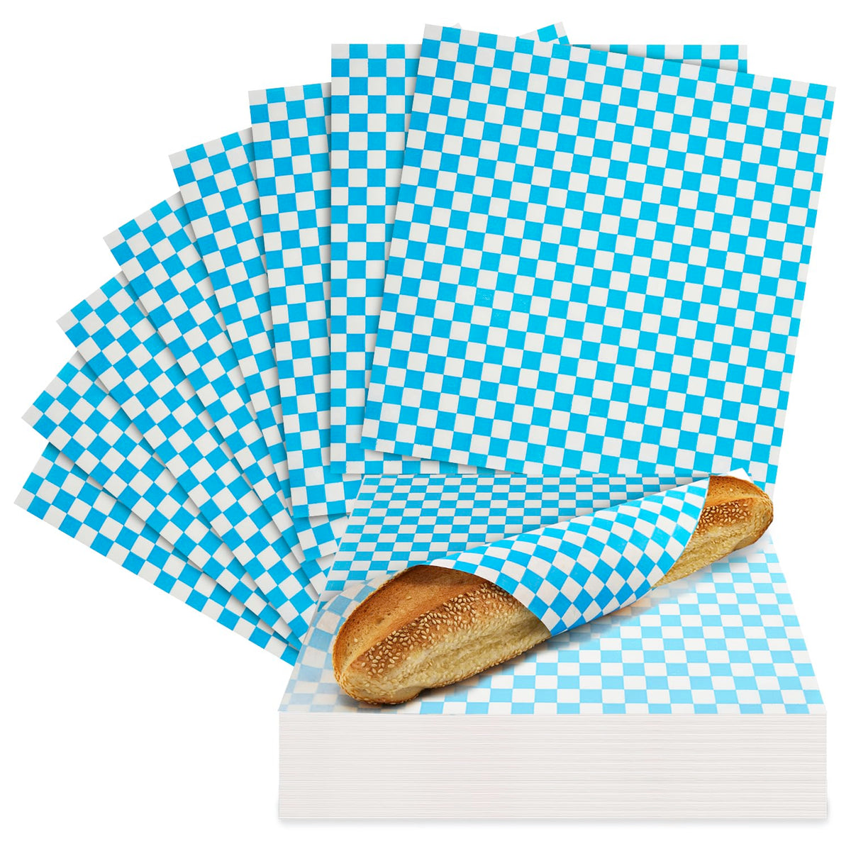 Culiware Deli Paper Sheets, 12x12 inch, 1000pcs - Classic Checkered Wax Sheet, Precut Food Basket Liners, Grease-Resistant Wrapping Paper for Sandwich