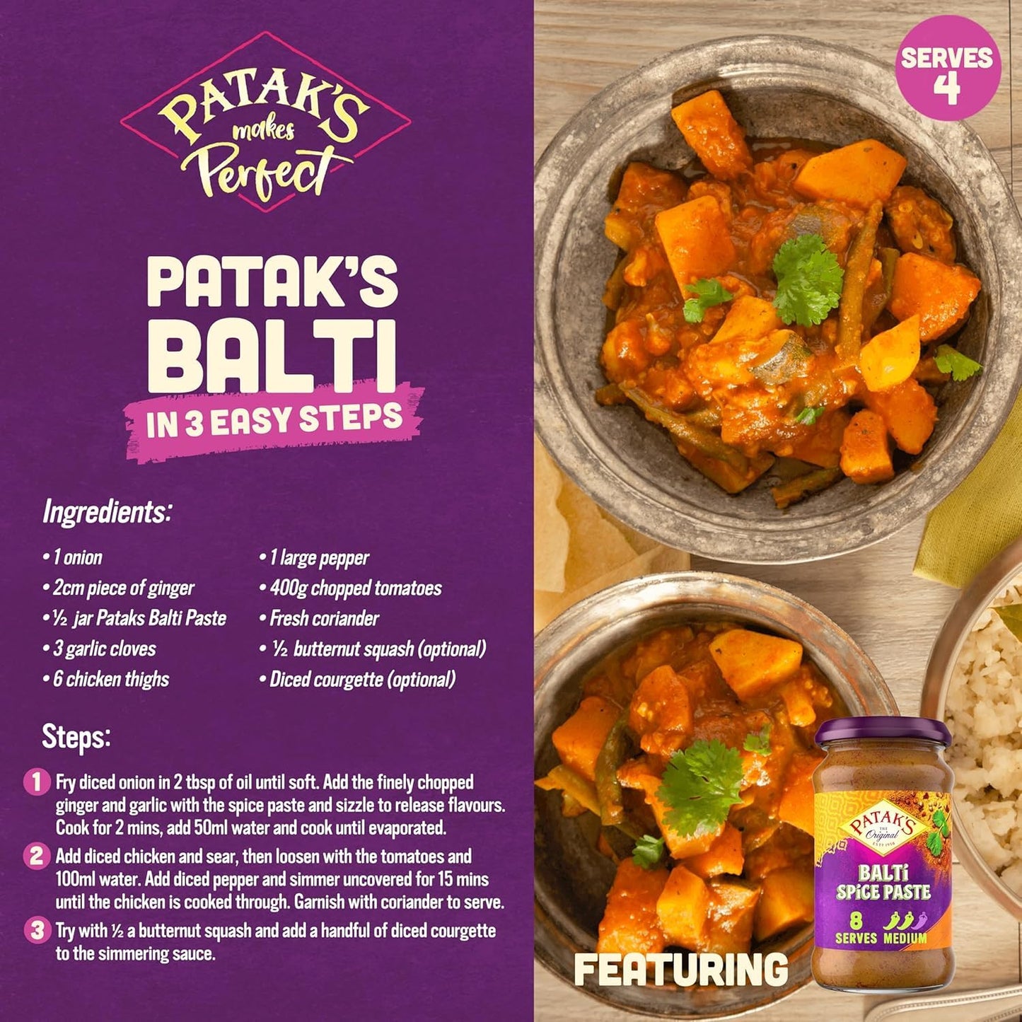 Patak's Balti Spice Paste 283g - Pack of 2