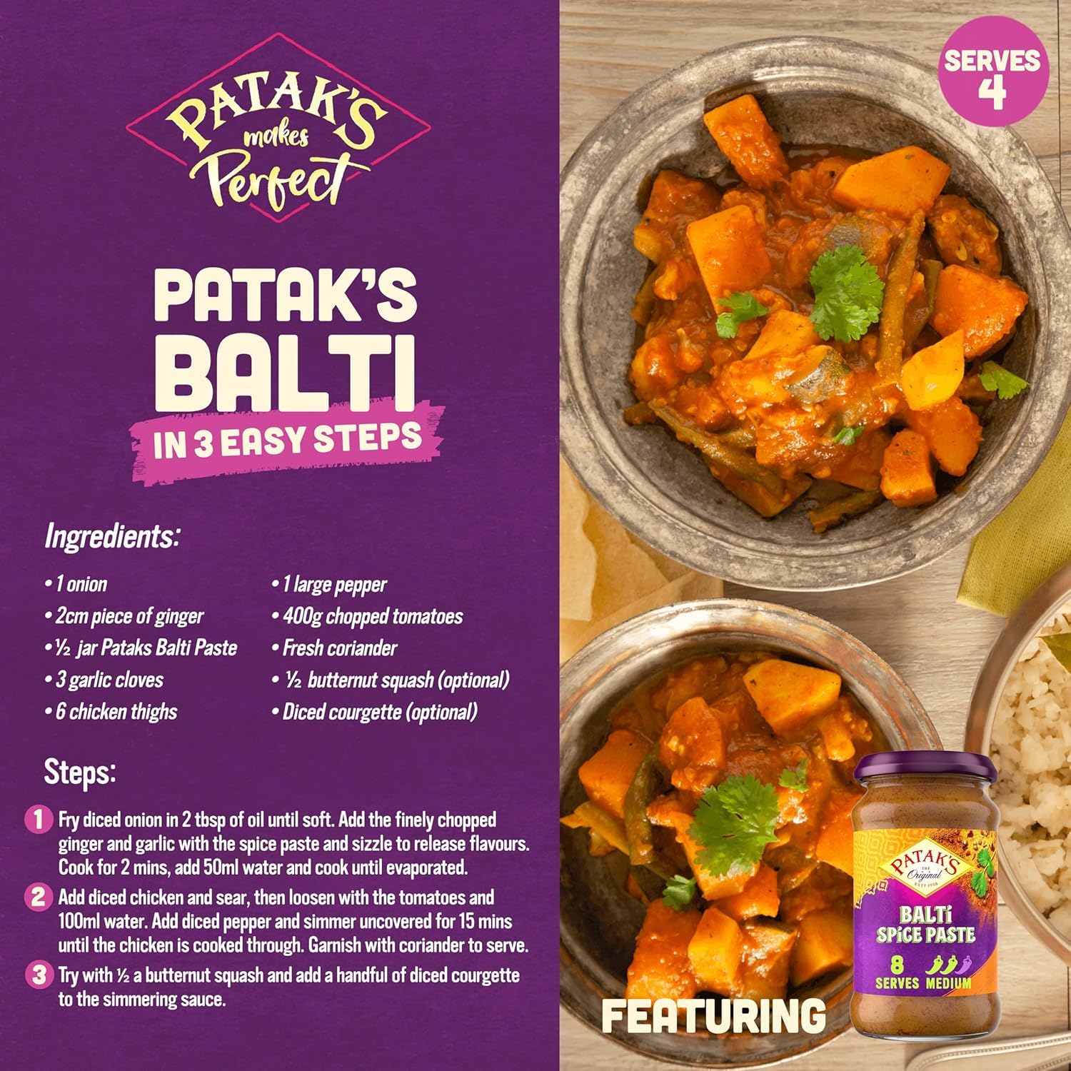 Patak's Balti Spice Paste 283g - Pack of 2