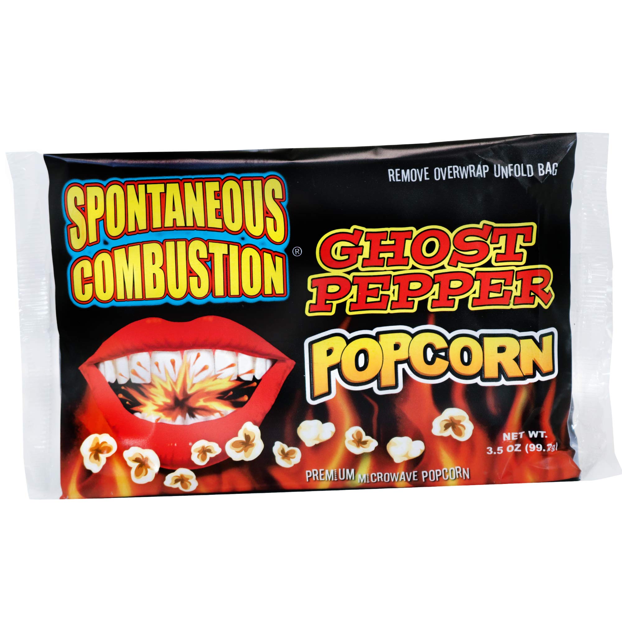 Spontaneous Combustion Ghost Pepper Microwave Popcorn Bags - 12 Pack - Ultimate Spicy Gourmet Popcorn - Perfect Hot Movie Theater Popcorn for Home