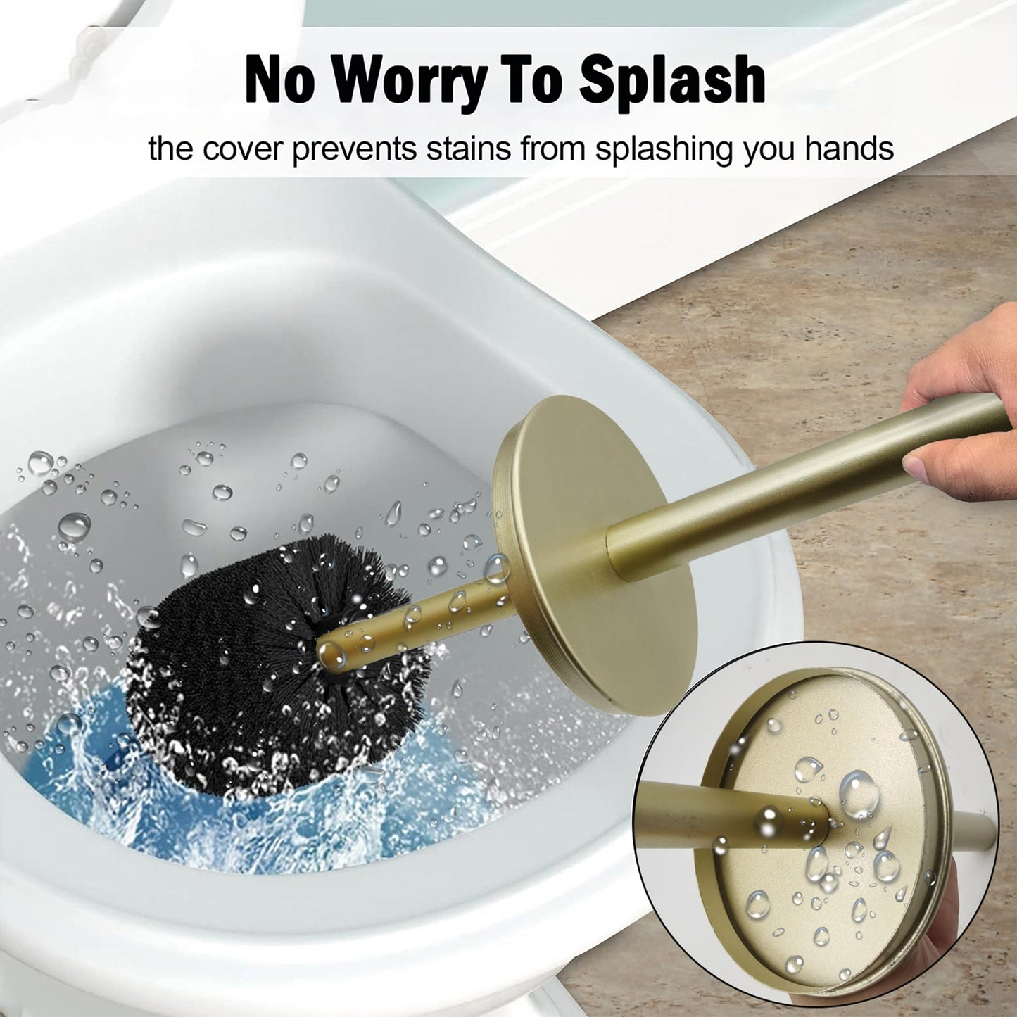 Vince Camuto Toilet Bowl Brush with Holder, Durable Bathroom Cleaning Tool, Modern Design for Easy Toilet Maintenance, Bathroom Cleaner Brush