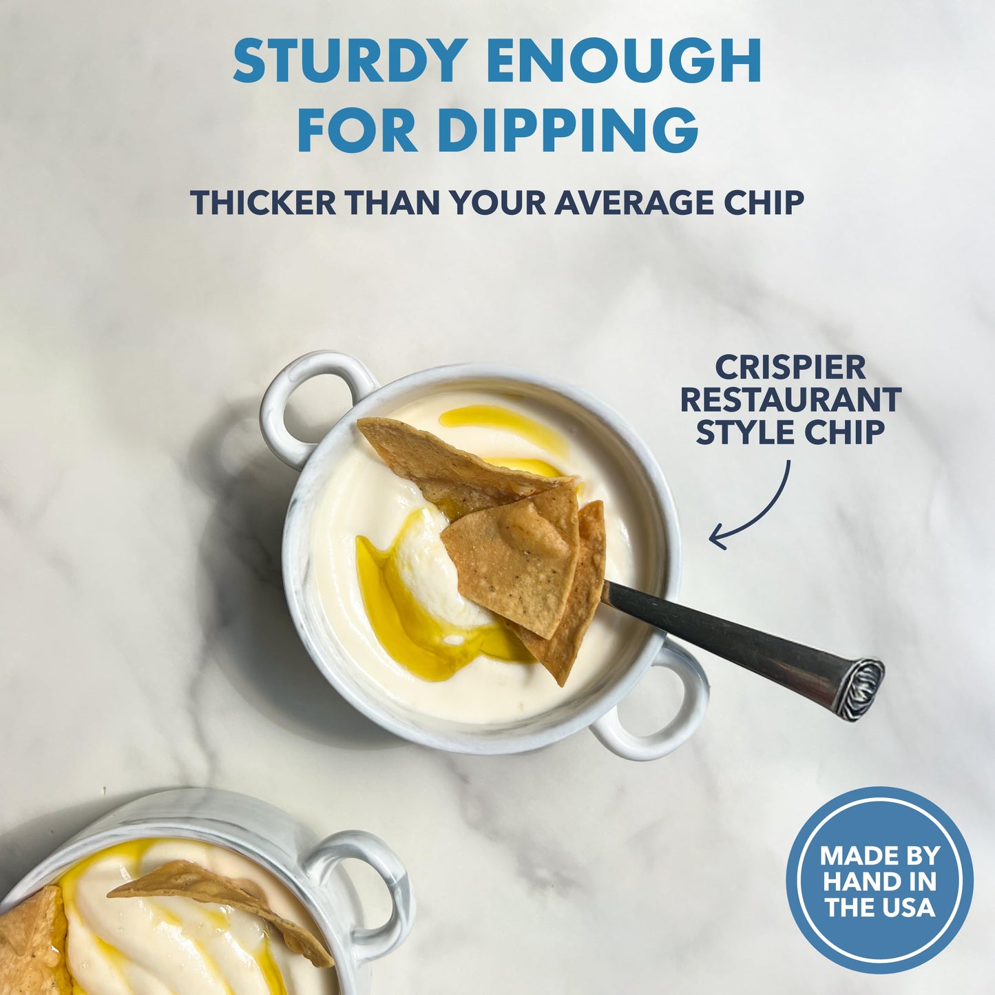 MASA Chips White Corn Tortilla Chips Cooked in Beef Tallow - Seed Oil Free Snack, 2pk×5 oz each- Handmade with Only Naturally Grown White Corn & Sea