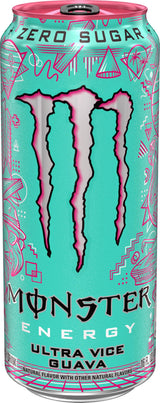 Monster Energy Ultra Vice Guava, Sugar Free Energy Drink, 16 Ounce (Pack of 15)