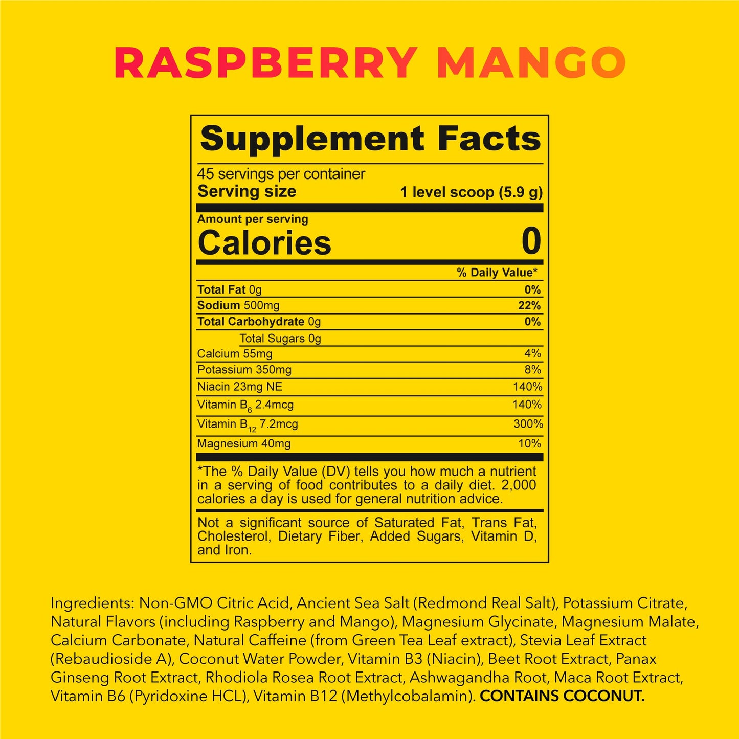 REDMOND Re-Lyte Energy Electrolyte Mix, Raspberry Mango, 8.6oz Jar