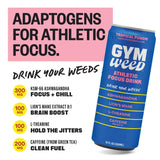 GYM WEED Athletic Focus Drink with KSM-66 Ashwagandha, Lion's Mane Mushroom, L-Theanine, 200mg Green Tea Caffeine with Natural Sweeteners Tropical