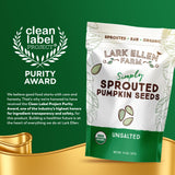 Lark Ellen Farm Sprouted Organic Pumpkin Seeds - Raw, Unsalted, Air-Dried Pepitas for Snacking, Salads, Trail Mix - USDA Organic, Non-GMO, Vegan