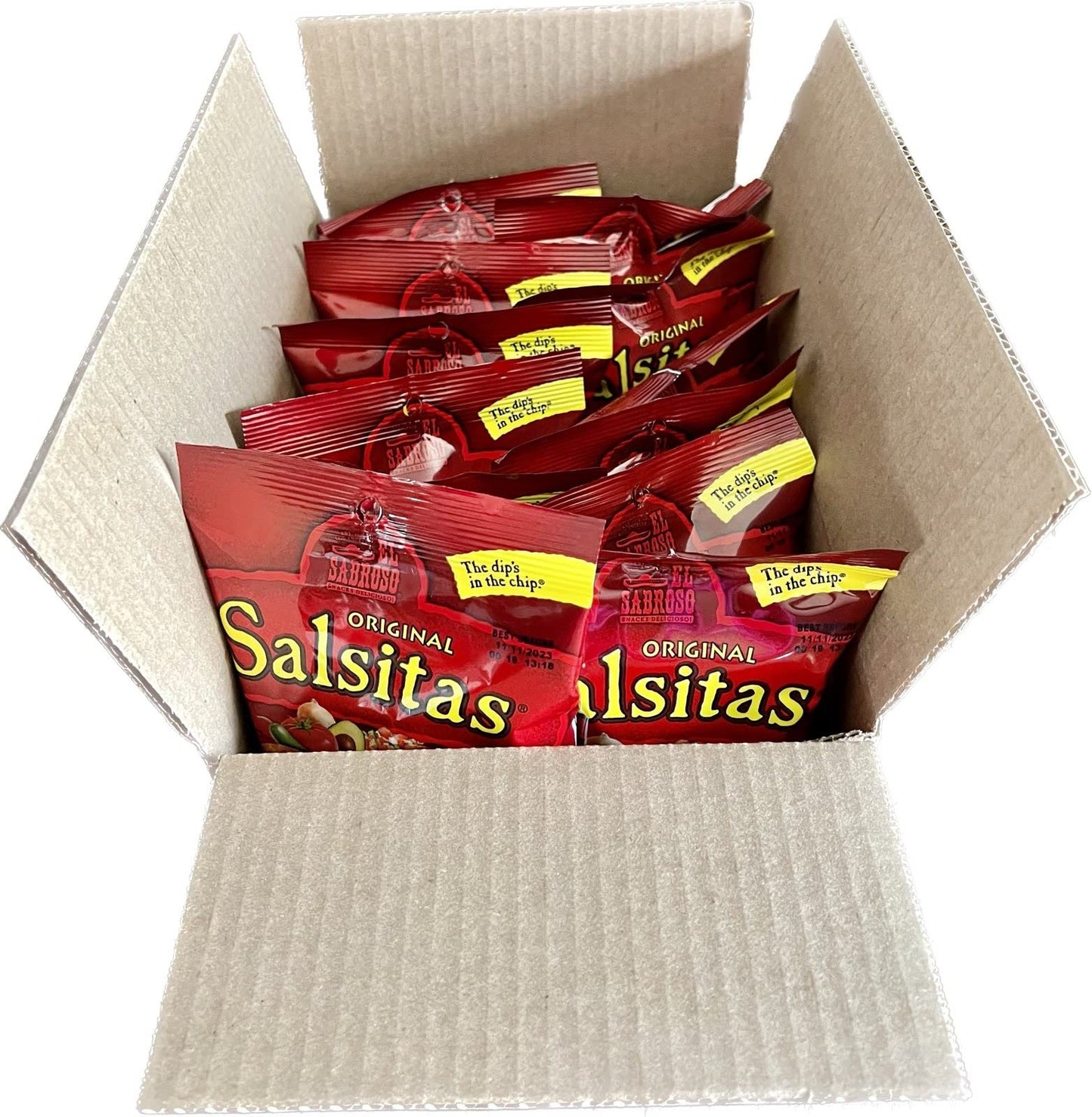 El Sabroso Salsitas Spicy Salsa Round Tortilla Chips, 1.5oz Bags (Pack of 12, Total of 18 Oz)