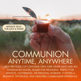 The Miracle Meal Easy Open Larger Tab - The Miracle Meal Pre Filled Traditional Communion Cup - Box 100 with wafer and 100% Concord grape juice.