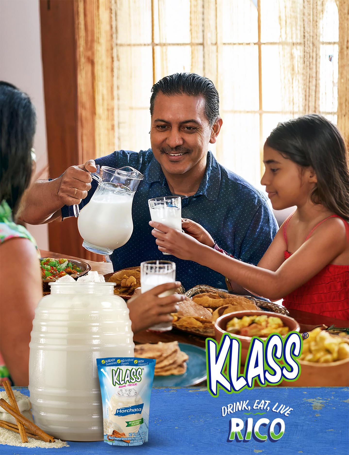 Klass Aguas Frescas Drink Mix Mexican Variety Pack - Horchata Limeade Hibiscus & Tamarind - Powder Drink Mix, Water Drink Mix with Natural Flavors