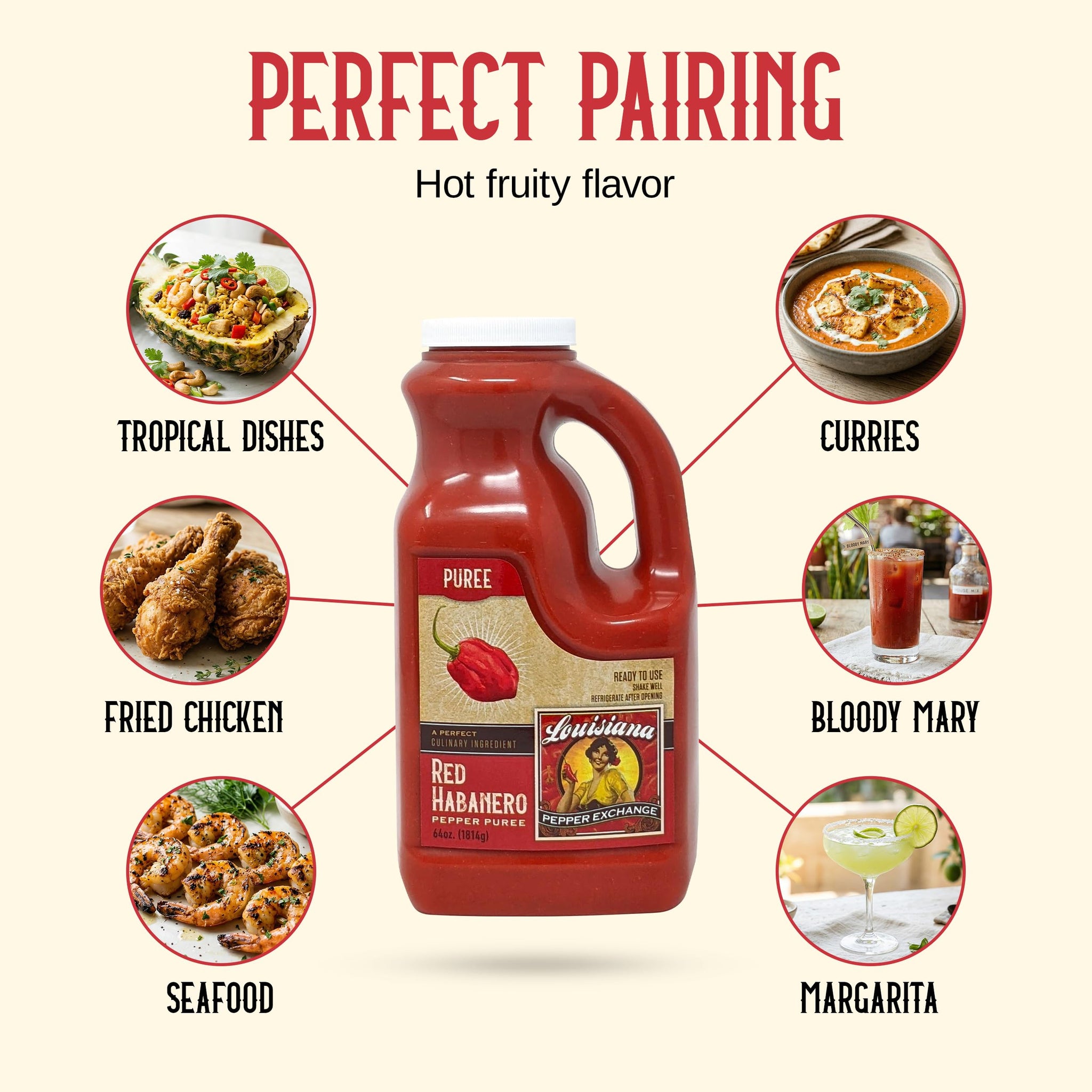 Louisiana Pepper Exchange Red Habanero Puree, 64oz