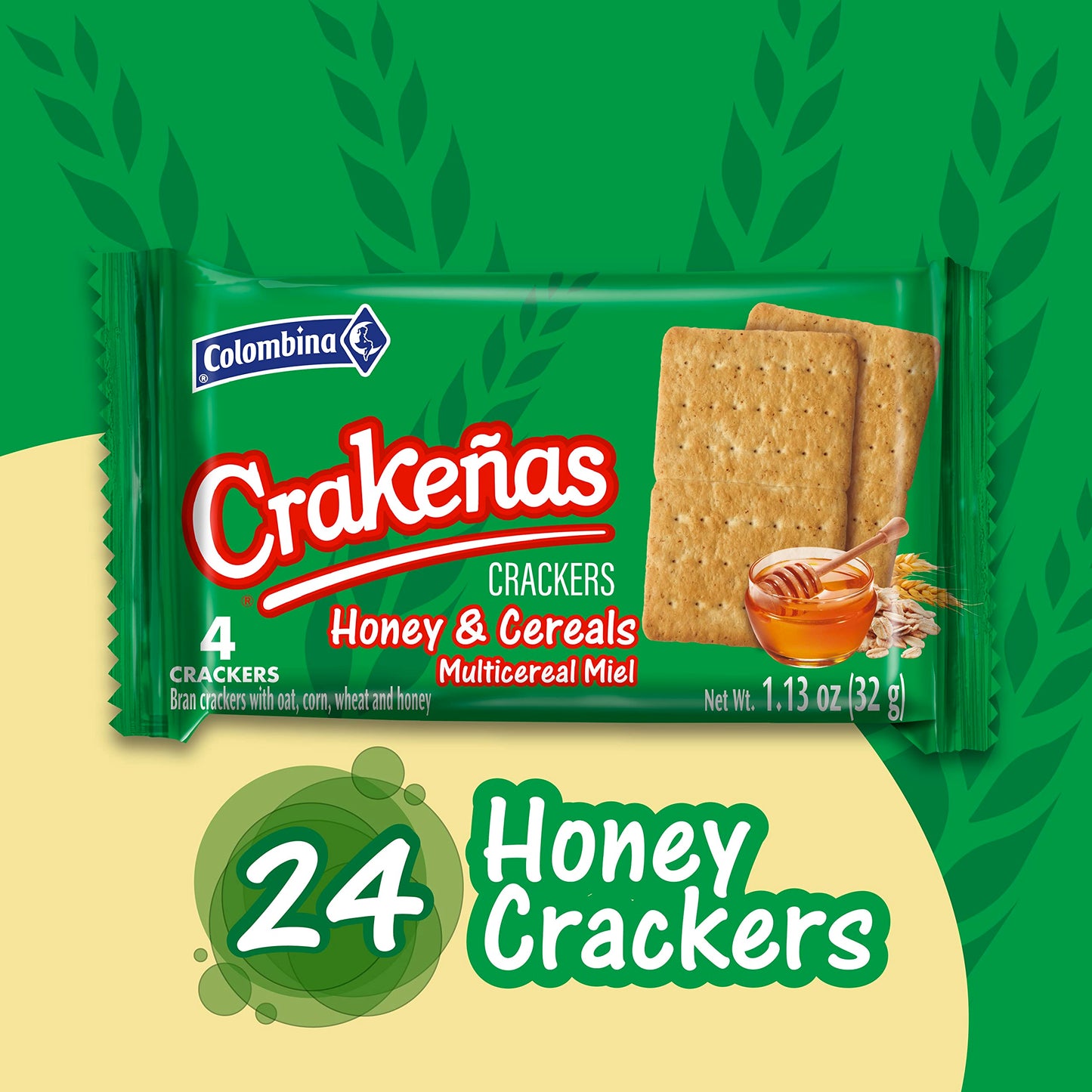 Crakenas Crackers, Bran, with Oats, Corn, Wheat and Honey 6.7 oz (1 bag)