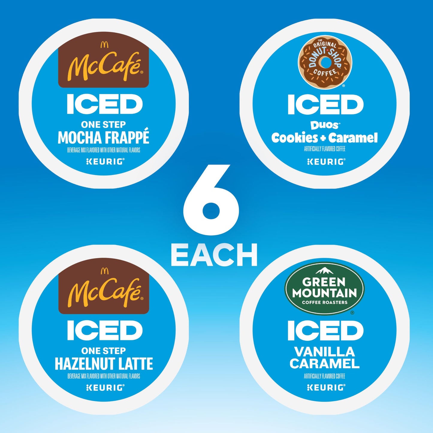 The Original Donut Shop® K-Cup Iced Duos Cookies and Caramel Coffee - Compatible with Keurig Brewer - Medium - 24 / Box