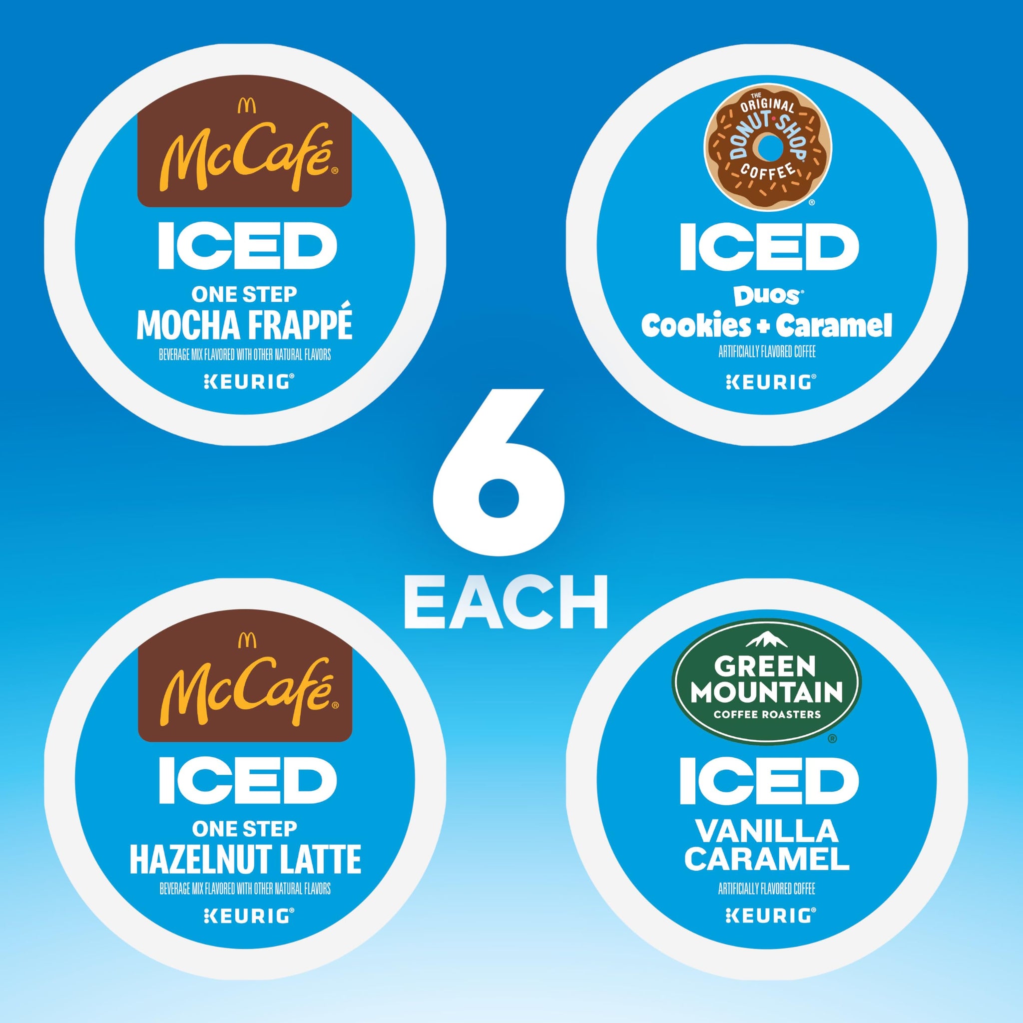 The Original Donut Shop® K-Cup Iced Duos Cookies and Caramel Coffee - Compatible with Keurig Brewer - Medium - 24 / Box