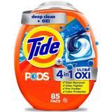 Tide 4-in-1 Ultra Oxi PODS Laundry Detergent Pacs, 85 Count, HE Compatible, Built in Pre-treater for Stains