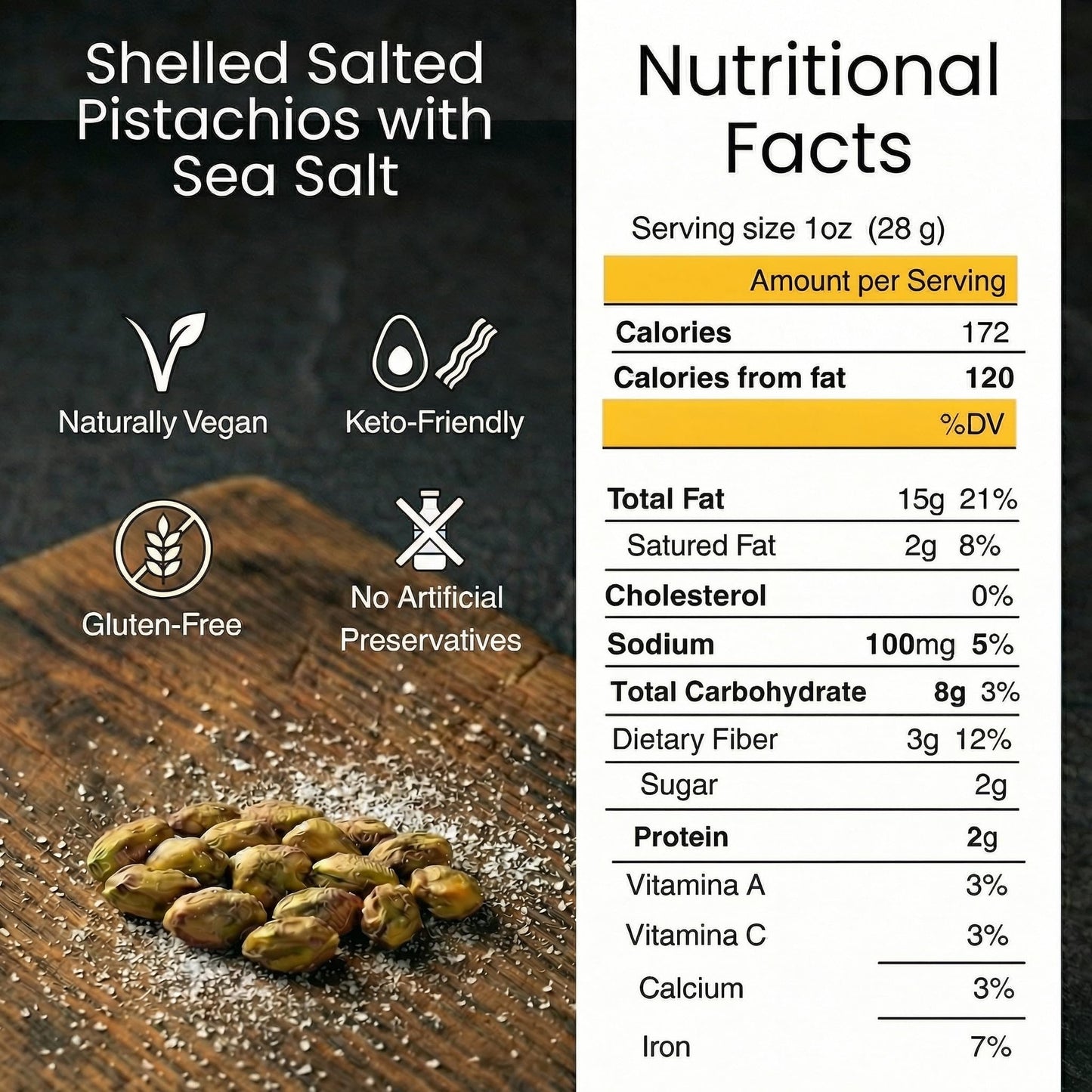 California Shelled Pistachios Kernels Dry Roasted & Salted Nuts, No shells, 1 Lb. - Oven Roasted to Perfection Resealable Bag for Added Freshness