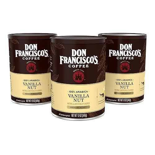 Don Francisco's Premium Vanilla Nut Ground Flavored Coffee: Rich, Aromatic 100% Arabica Beans - Family Crafted for a Delightful Morning Brew (3 x 12