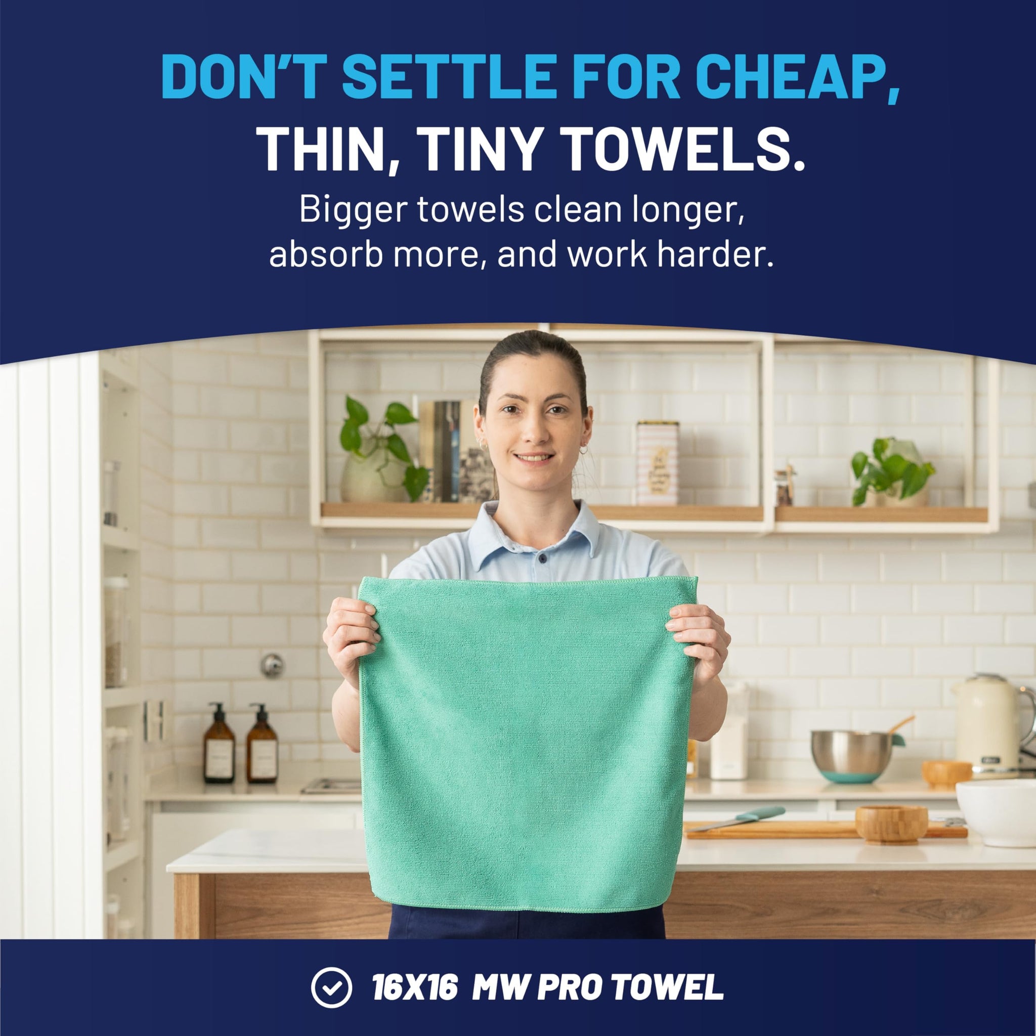 Microfiber Wholesale MW Pro 16x16 Microfiber Wash Cloths - Absorbent Kitchen Dish Rags & Counter Wipes - Heavy Duty Scrubbing Towels for Restaurants