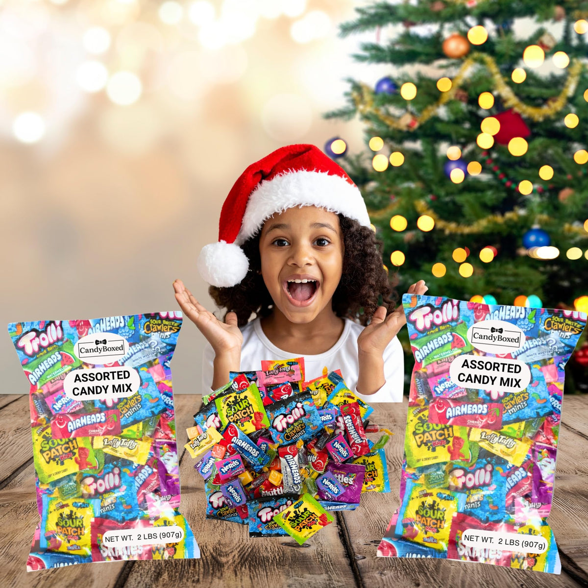 CandyBoxed Bulk Candy Variety Mix - 4 LB Family Size - Assorted Individually Wrapped Candies, Gummies, Sour, Hard & Chewy - Sealed Fresh for Party