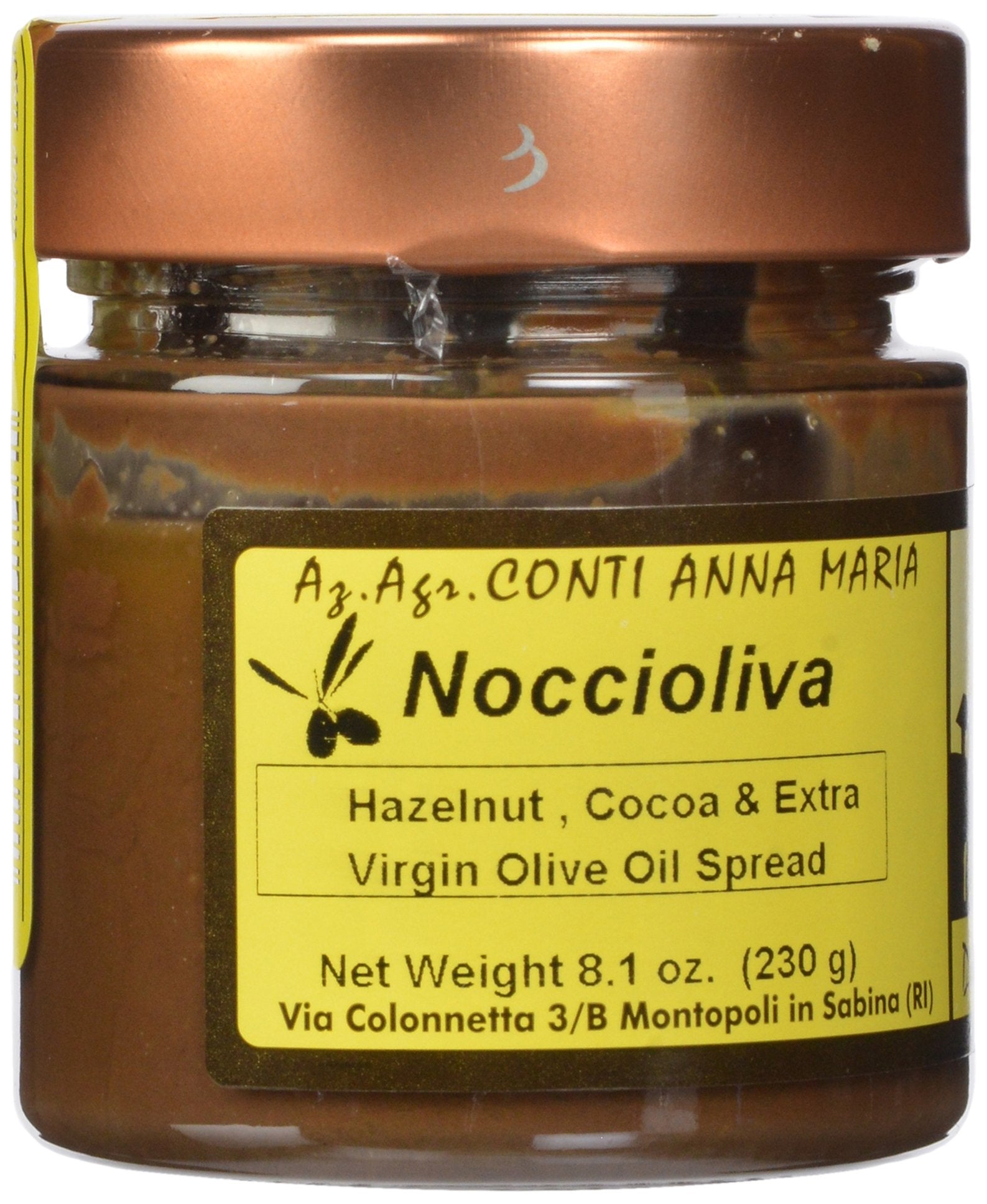 Il Colle Del Gusto Smooth Hazelnut Chocolate Spread with Extra Virgin Olive Oil, Noccioliva, 8.1 Ounce