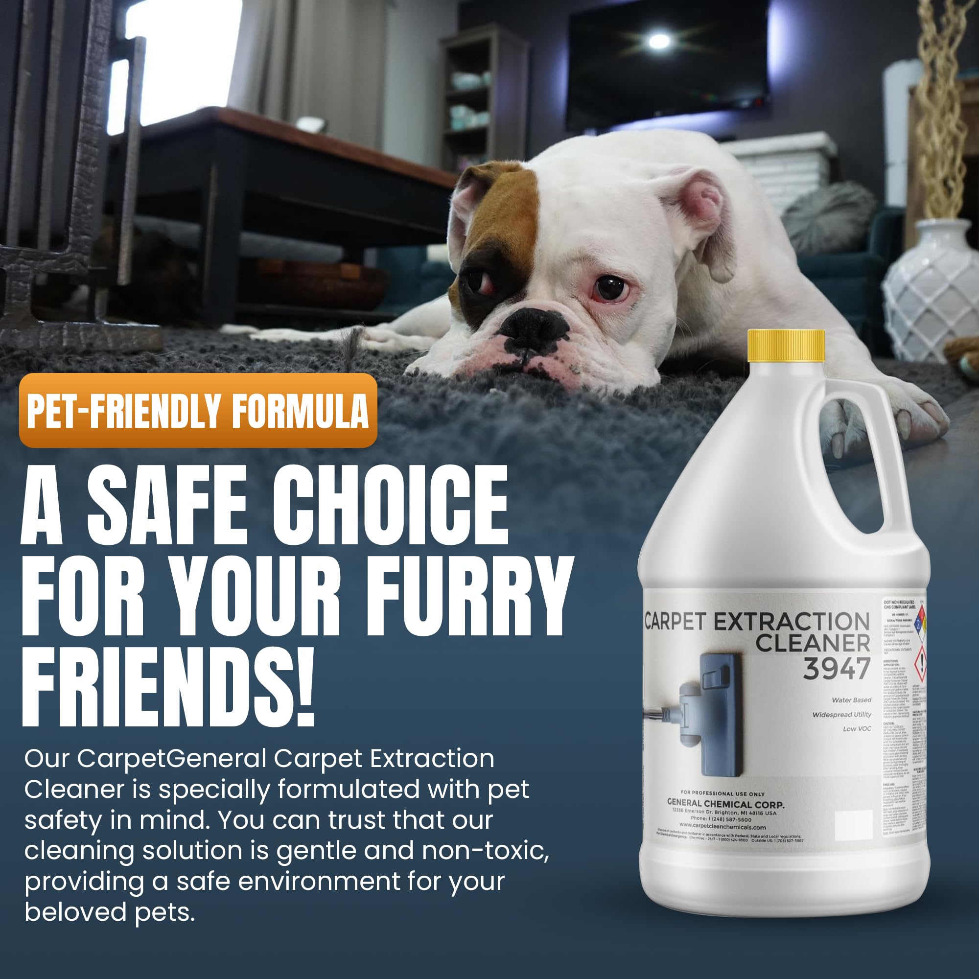 CarpetGeneral Carpet Extraction Cleaner - Water-Based Professional Deep Clean Carpet Cleaner Solution for Machine - Heavy Duty Stain Remover