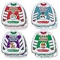 4E's Novelty Humorous "Christmas Poop" Candy Breath Mint Tins, 4 Pack Ugly Sweater Tins Funny Christmas Candy Stocking Stuffer for Kids Teens Adults