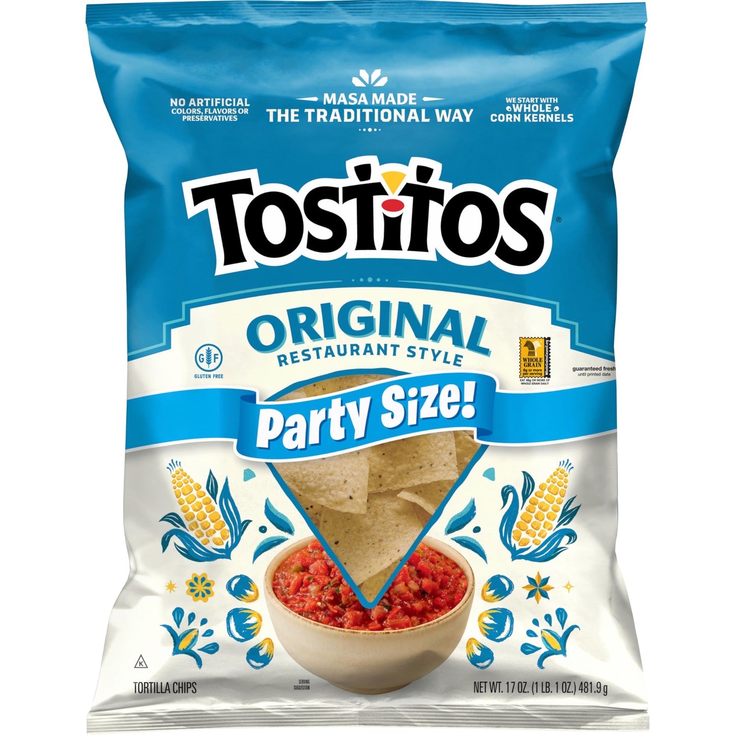 Tostitos Tortilla Chips, Original Restaurant Style, Party Size, 17oz Bag