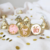 Pink and Gold Sweet 16 Kiss Stickers, 180 Count
