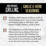 Watkin's Organic Grilling Garlic & Herb Seasoning, 8.9 oz
