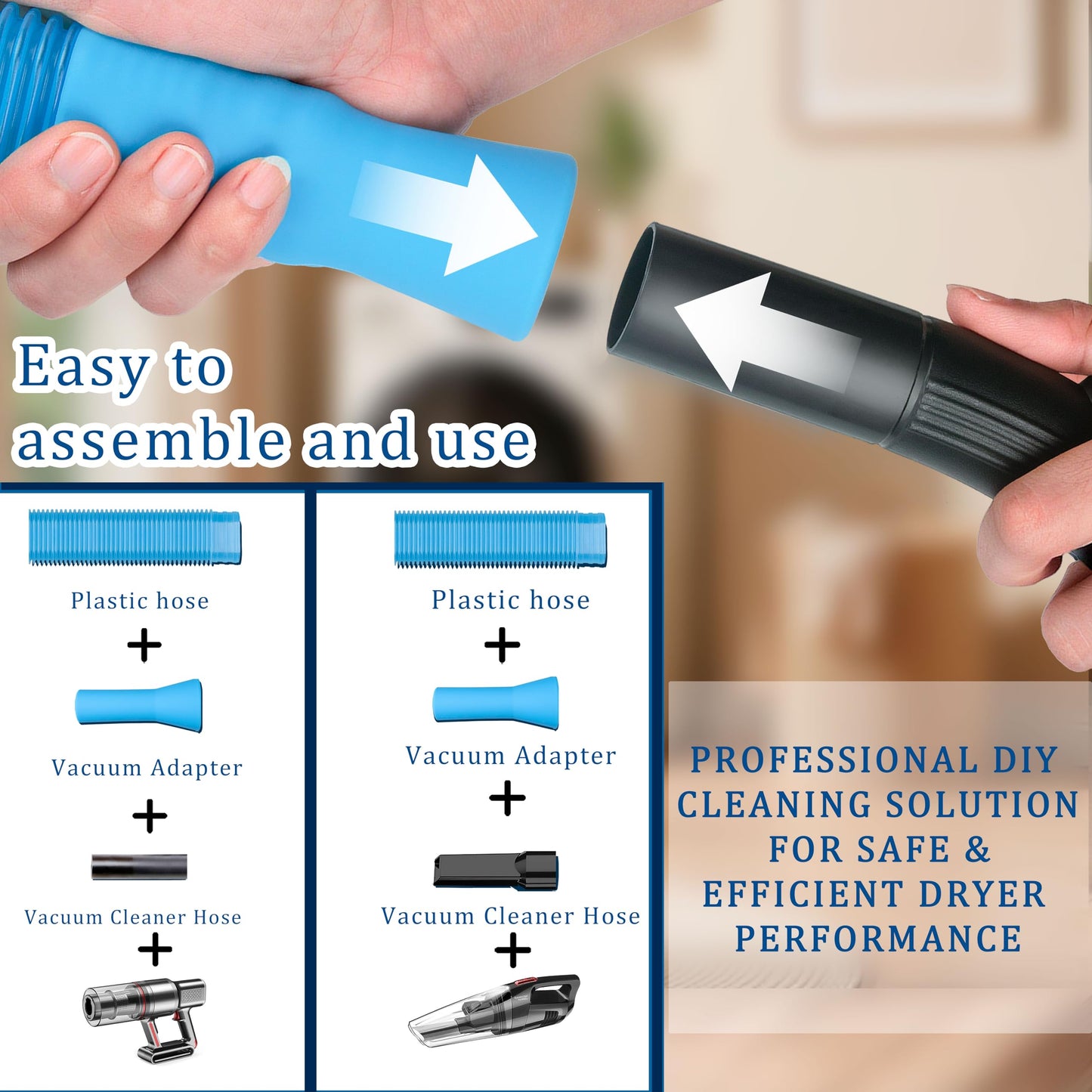 Dryer Vent Cleaner Kit,5 Piece Universal Vent Cleaner with Vacuum Attachment,Dryer Lint Brush, and Hose for Clothes Dryer-Lint Trap Cleaning Tool